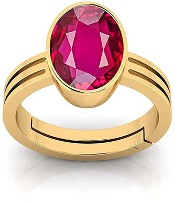 Sidharth Gems 7.25 Ratti 6.00 Carat Natural Ruby Gold Manik Ring Adjustable Panchdhatu Ring Brass Ruby Rhodium Plated Ring