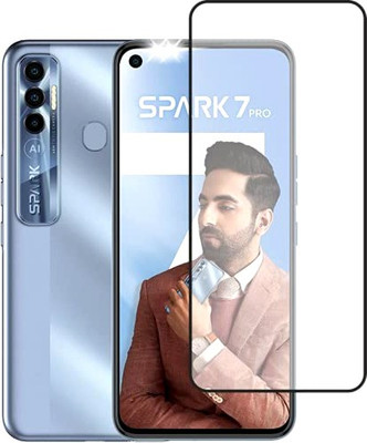 slaky Edge To Edge Tempered Glass for Tecno Spark 7 Pro(Pack of 1)