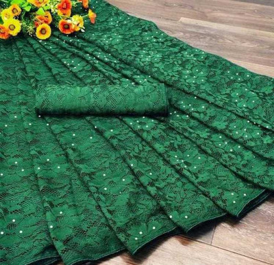 BRAHMANI TEXTILE Woven Bollywood Net Saree(Green)