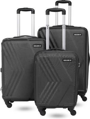 Hard Body Set of 3 Luggage - Arrow- Combo Set (28&quot;+24&quot;+20&quot;) - Black