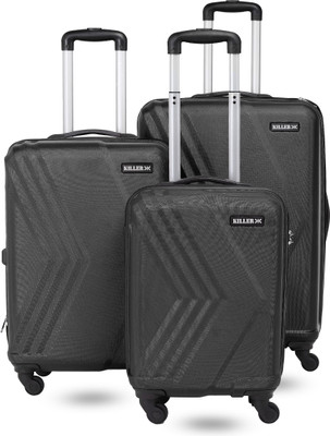 KILLER Hard Body Set Of 3 Luggage – Arrow- Combo Set (28″+24″+20″) – Black For Rs. 4949 @ 78 %