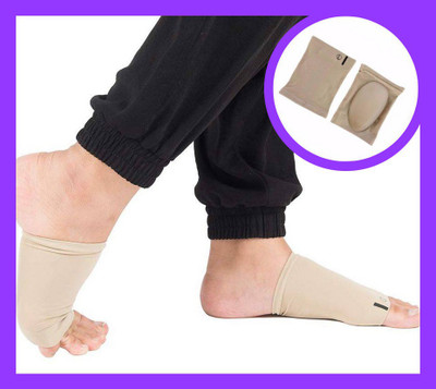 COIF Neoprene reusable Gel Pad for flat foot pain relief Plantar Fasciitis Heel Spurs Heel Support(Beige)