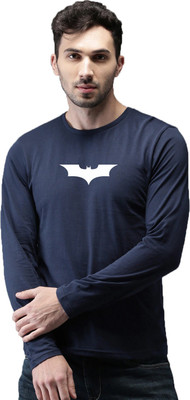 Organic Chics Printed Men Round Neck Navy Blue T-Shirt