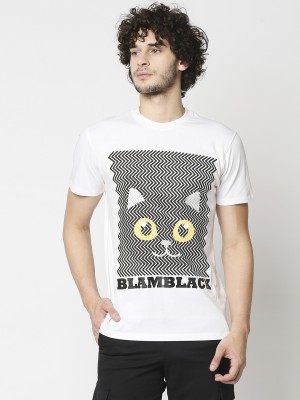 BLAMBLACK Printed Men Round Neck White T-Shirt