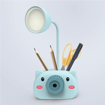 Prezzie Villa 4in1 Table Lamp Night Lamp with Pencil Sharpener Pen Stand Mobile Stand for Girls Boys (Battery not Required) Study Lamp(22 cm, Multicolor)