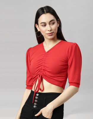 Selvia Casual Self Design Women Red Top