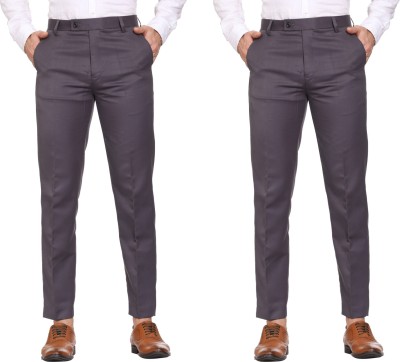 Maleno Slim Fit Men Grey Trousers