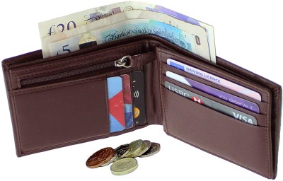 Cotnis Men Casual, Formal, Trendy Brown, Brown Genuine Leather Wallet(12 Card Slots)