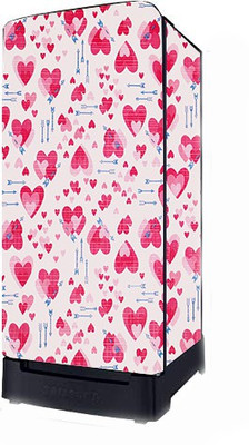 JM Homefurnishings Refrigerator  Cover(Width: 60 cm, Red, White)