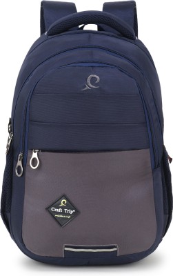 craft trip Large 32 L Laptop Backpack Unisex 15.6 inch 25 L Casual Waterproof Laptop/Travel/Office/School/College/Business Bag/Backpack (Navy blue,BLACK,SEA GREEN) 32 L Laptop Backpack(Blue, Grey)