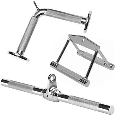 Dinetic Combo Pack - Triceps Handle, Rowing Handle, Solid V Shaped Bar Multi-training Bar(Silver)