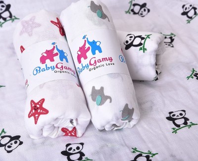 Babygamy Animal Crib Swaddling Baby Blanket for  AC Room(Muslin, White)