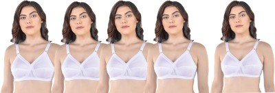 Winsure Women's cotton non padded non wired seamed full coverage cotton bra combo pack of 6 pcs size available ( 32 to 46) C cups Women Full Coverage Non Padded Bra(White)