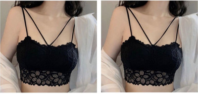 sashu pack of 2 Women Bralette Lightly Padded Bra(Black)