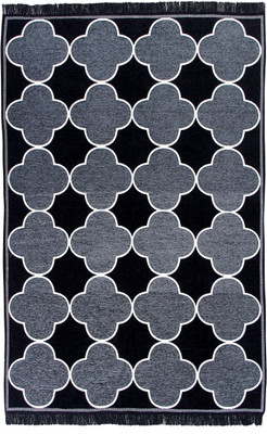 Linen Basics Grey, Black Chenille Runner(5 ft,  X 7 ft, Rectangle)
