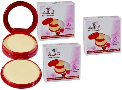 ads Combo set of 3 perfect coverage 2 in 1 compact powder (60g,natural beig ) for all skin types (3 pcs) Compact(beige, 60 g)