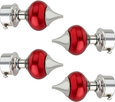 Ghazian Red Curtain Knobs, Rod Rail Bracket Metal(Pack of 4)