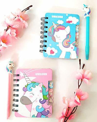 AMANVANI unicorn A6 Diary ruled 60 Pages(Multicolor, Pack of 2)