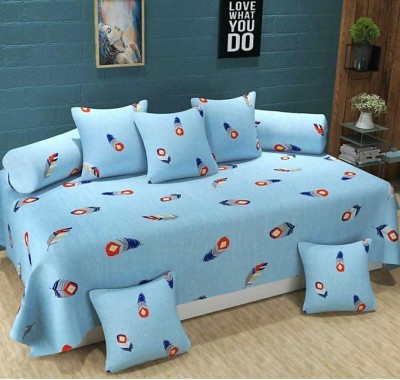 GEET TRADER Polycotton Abstract Diwan Set(Blue)