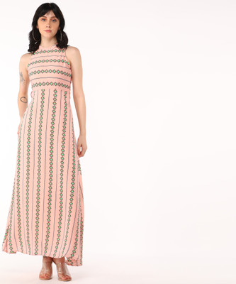 Tokyo Talkies Women Maxi Pink Full Length Dress