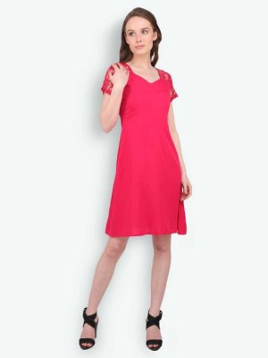 MARC LOUIS Women Fit and Flare Pink Dress