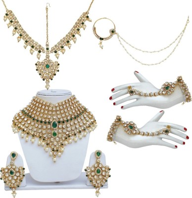 Gyaan Jewels Copper Gold-plated White, Gold Jewellery Set(Pack of 1)