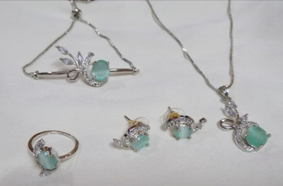 Radha Alloy Green Jewellery Set(Pack of 1)
