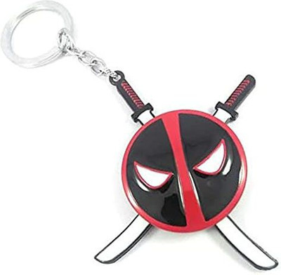 Daiyamondo Rotating Deadpool Logo with 2 Swords Keychain best quality keychain made up of high quality Metal long time durable. keychain/keyring for men women kids and couples this key chain is best keyhouse.Use car ,bike,bag and more uses and best choice for gifting Key Chain