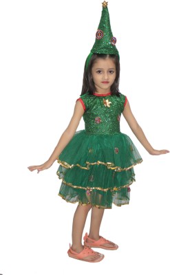 KAKU FANCY DRESSES Christmas Tree Girl Costume - Green, 5-6 Years Kids Costume Wear