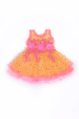 Smuktar garments Indi Baby Girls Midi/Knee Length Festive/Wedding Dress(Multicolor, Sleeveless)