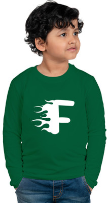 CHOMBOOKA Boys Printed Cotton Blend Regular T Shirt(Green, Pack of 1)