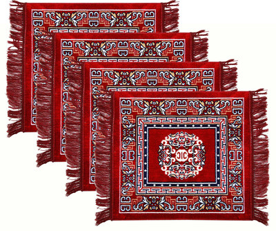 KUBER INDUSTRIES Velvet Prayer Mat(Maroon, Free, Pack of 4)