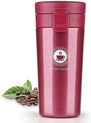 Pink Tokri Stainless Steel Vacuum Insulated Coffee, Tea Travel Sipper Lid with Filter, Double Walled Solid Print Thermos Flask-Model No.(INBA-28A) Stainless Steel Coffee Mug(350 ml)