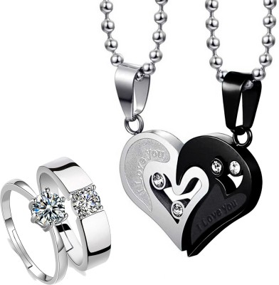 Thrillz Stainless Steel Silver Black Jewellery Set(Pack of 1)