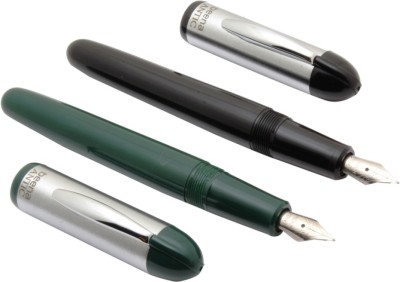 Ledos Set Of 2 - Beena Antic Fountain Pens 3in1 Ink Filling Mechanism Steel Cap Green & Black Pen Gift Set(Pack of 2, Blue)