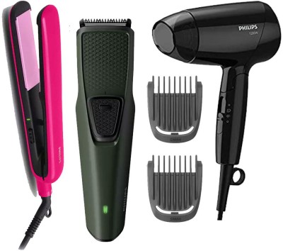 PHILIPS BHS393 Hair Straightener & BHC010 Hair Dryer & BT1230 Trimmer Personal Care Appliance Combo  (Hair Dryer, Trimmer, Hair Straightener)