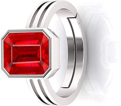 TODANI JEMS 9.25 Ratti Natural Certified Ruby Manik Gemstone Panchdhatu Ring Metal Ruby Silver Plated Ring