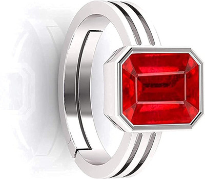 TODANI JEMS 12.25 Ratti 11.60 Carat Natural Ruby Manikya Adjustable Ring Lab Certificate Metal Ruby Silver Plated Ring