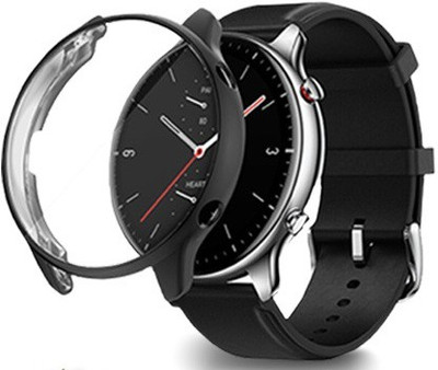 CallSmith Front and Back Screen Guard for Amazfit GTR 2 / GTR 2E Smart Watch, (2 in 1), Silocon Case with Silicon Screen Protector, (Flexible|Silicone|Black)(Pack of 1)