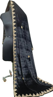 Badrisho Velvet Printed Women Shawl(Black)