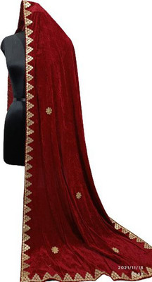 Badrisho Velvet Printed Women Shawl(Maroon)