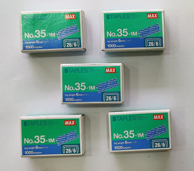 MAX Manual No. 35-1M Round Edge Staple Pin - Set of 5 Packets(Set of 1, Silver)