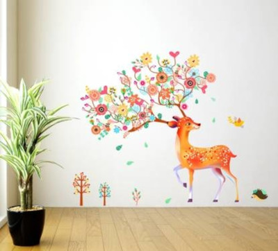 LANSTICK 110 cm BEAUTIFUL DEAR IMAGE STICKER Self Adhesive Sticker(Pack of 1)