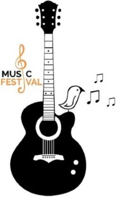 LANSTICK 60 cm MUSIC FESTIVAL WITH GUITAR STICKER Self Adhesive Sticker(Pack of 1)