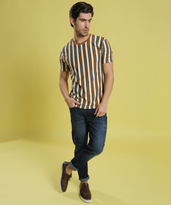 CAMPUS SUTRA Striped Men Round Neck Multicolor T-Shirt