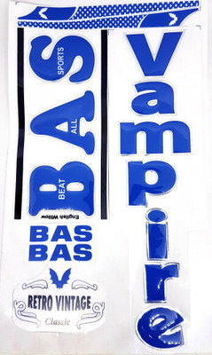Kyrios Bas Cricket Bat Sticker Retro Vintage 3D Embossed Blue Bat Sticker(Blue)
