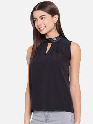 ALL WAYS YOU Casual Solid Women Black Top