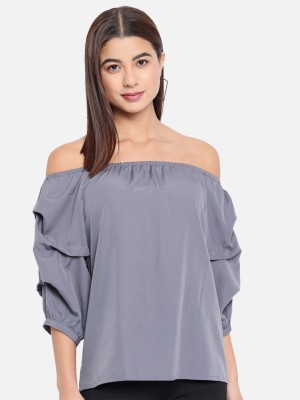 ALL WAYS YOU Casual Solid Women Grey Top