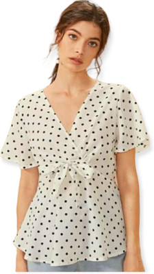 Manibhadra Creation Casual Printed Women White Top