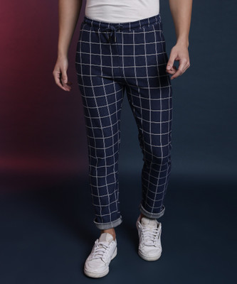 CAMPUS SUTRA Checkered Men Blue Track Pants